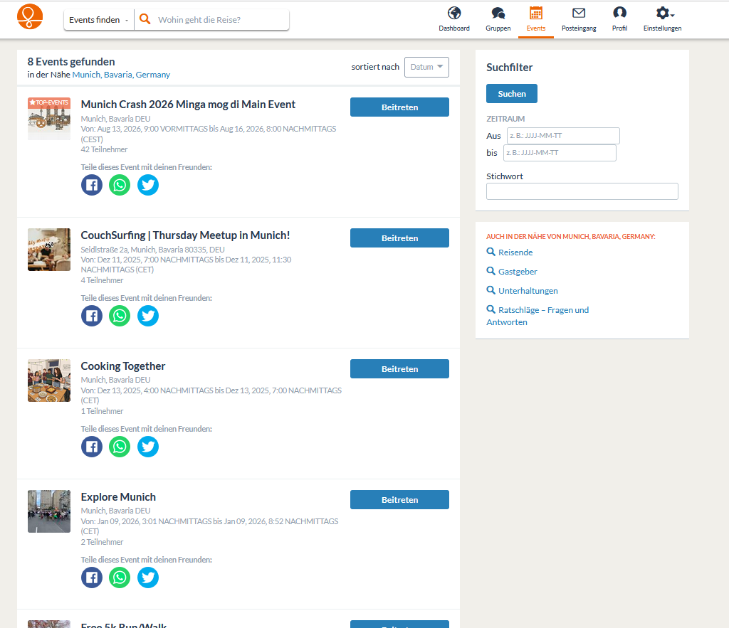 Aktuelle Events in München: In größeren Orten gibt es fast immer eine lebendige Community
